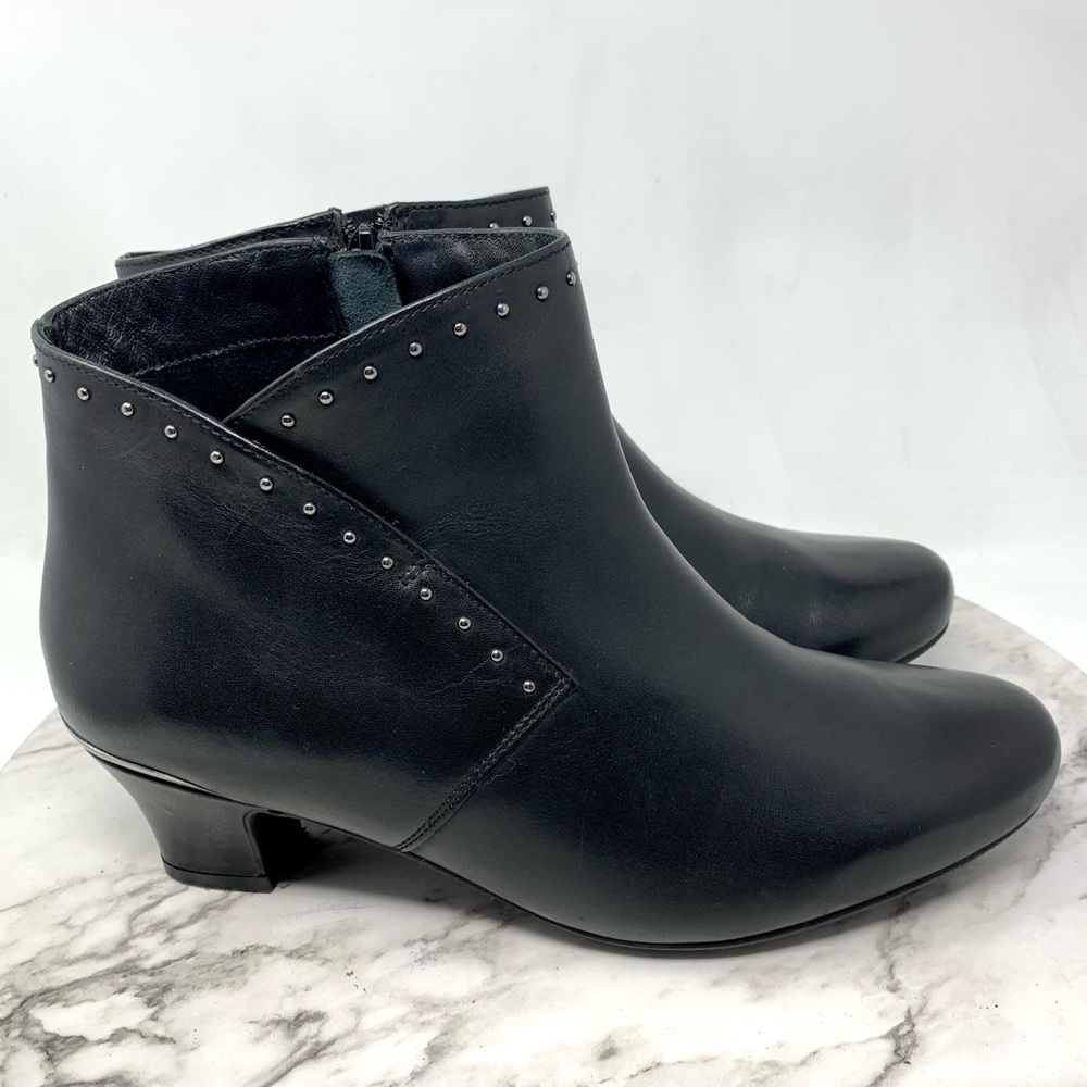 Hotter Dallas Micro Studs Leather Heeled Comfort Boots 10 Neutral Edgy Classic - Picture 2 of 16